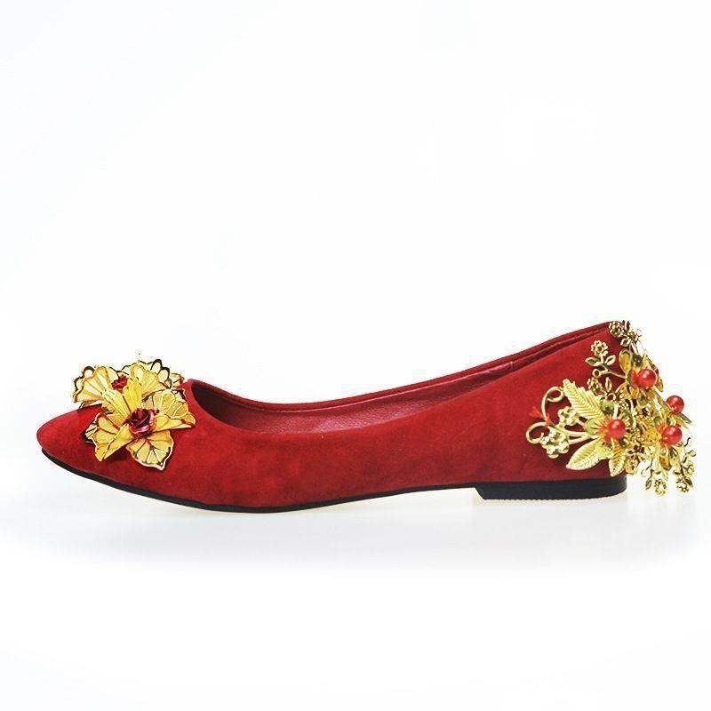 Menyasszonyi cipő PU felső résszel, kerek orr, alacsony sarok legfeljebb 3 cm, vintage kínai stílus