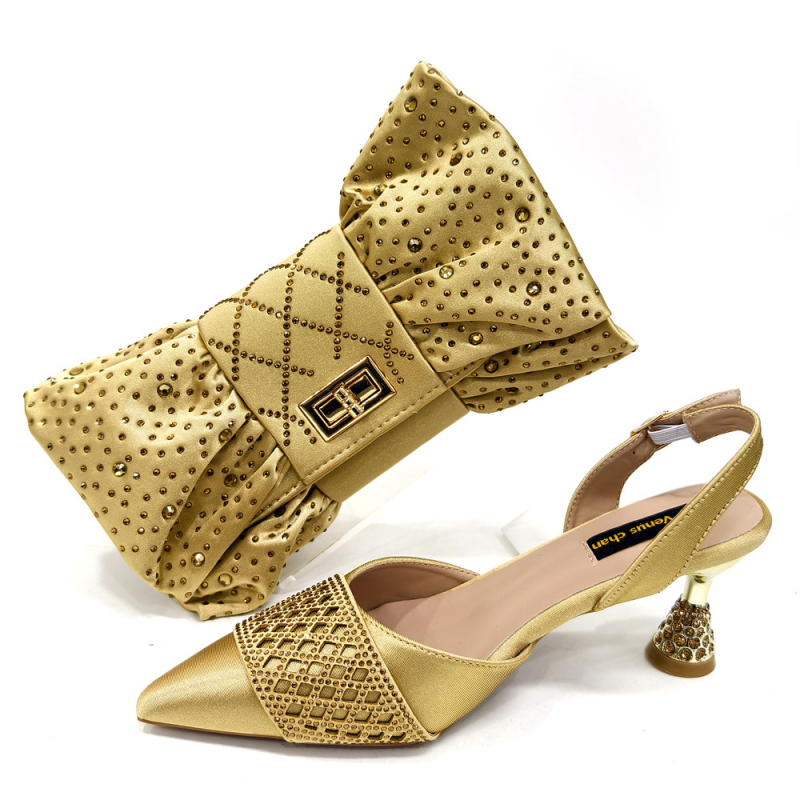 Ženske vjenčane cipele s špičastim nosom, satin gornji dio, Mary Jane stil, 3–6 cm debeli peta