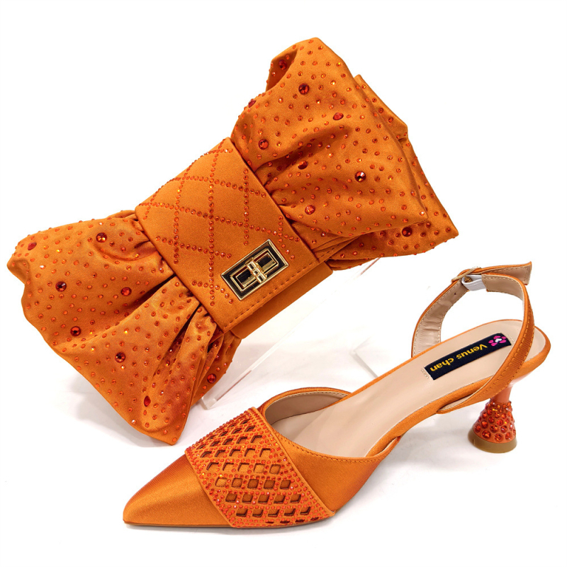Ženske vjenčane cipele s špičastim nosom, satin gornji dio, Mary Jane stil, 3–6 cm debeli peta