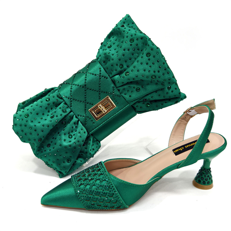 Ženske vjenčane cipele s špičastim nosom, satin gornji dio, Mary Jane stil, 3–6 cm debeli peta