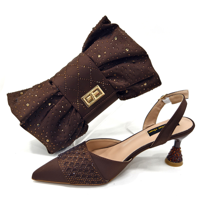 Ženske vjenčane cipele s špičastim nosom, satin gornji dio, Mary Jane stil, 3–6 cm debeli peta
