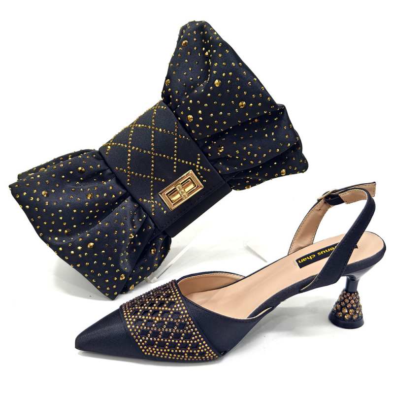 Ženske vjenčane cipele s špičastim nosom, satin gornji dio, Mary Jane stil, 3–6 cm debeli peta