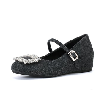 Ženske Mary Jane cipele s unutarnjim povećanjem od 5 cm, kvadratna kristalna kopča, okrugli vrh, gumeni đon