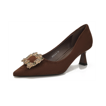 Vysoké podpätky s ostrým nosom, zvršok z velúru, tenké podpätky 6–8 cm, zapínanie slip-on, pôvod Huizhou, Guangdong