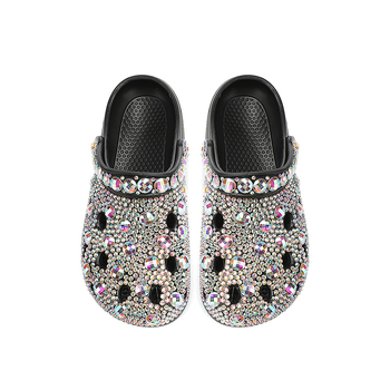 Ženske sandale s rhinestones i perforiranim gornjim dijelom, debela EVA potplata 1–2 cm, vodootporne i protuklizne, potplat ubrizgavanjem
