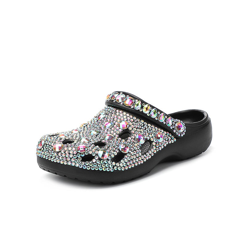 Ženske sandale s rhinestones i perforiranim gornjim dijelom, debela EVA potplata 1–2 cm, vodootporne i protuklizne, potplat ubrizgavanjem