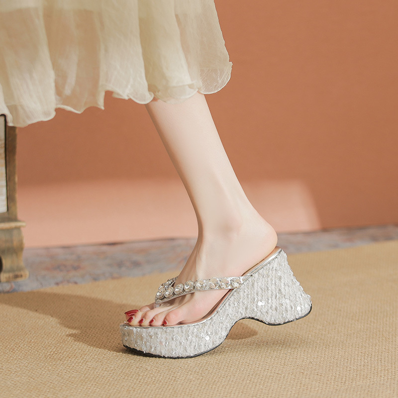 Sandale Herringbone – gornji materijal: Super Fiber, potplat: guma, okrugli vrh, korejska verzija, proljeće 2025