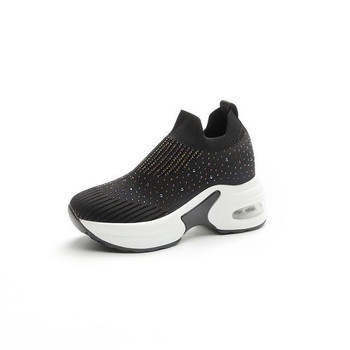 Ženske platforme mokasine s debelim potplatom — fly-knit gornji dio, srednje visoka, okrugli vrh, stražnji zip, PU đon