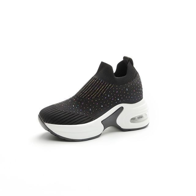 Ženske platforme mokasine s debelim potplatom — fly-knit gornji dio, srednje visoka, okrugli vrh, stražnji zip, PU đon