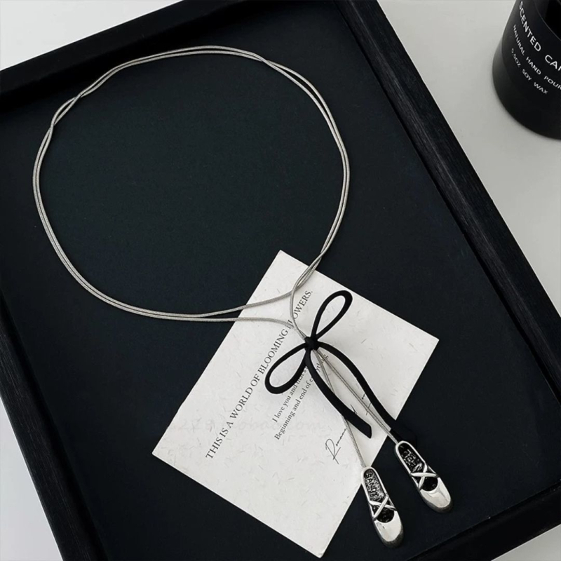 Colier cu funda de balet, rhinestones încrustate, tricotat manual, stil retro, origine Yiwu, Toamnă 2023