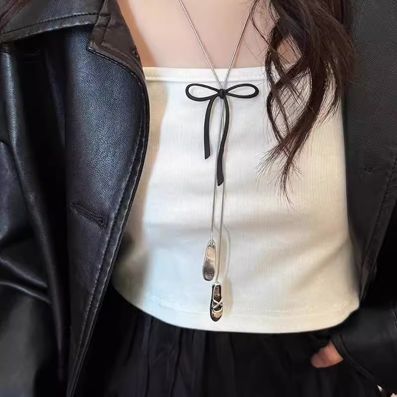 Colier cu funda de balet, rhinestones încrustate, tricotat manual, stil retro, origine Yiwu, Toamnă 2023