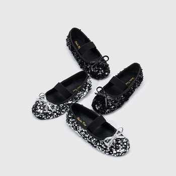 Mergaitėms princesės bateliai su blizgučiais, baleto stilius, elastinė juostelė, PU vidinė apdaila ir įdėklas, gumos padas, 4–16 metų