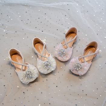 Mergaitei skirti kristalų princės dizaino sandalai, Velcro užsegimas, viršus iš dirbtinės odos, PU vidus ir įdėklas, TPR padas