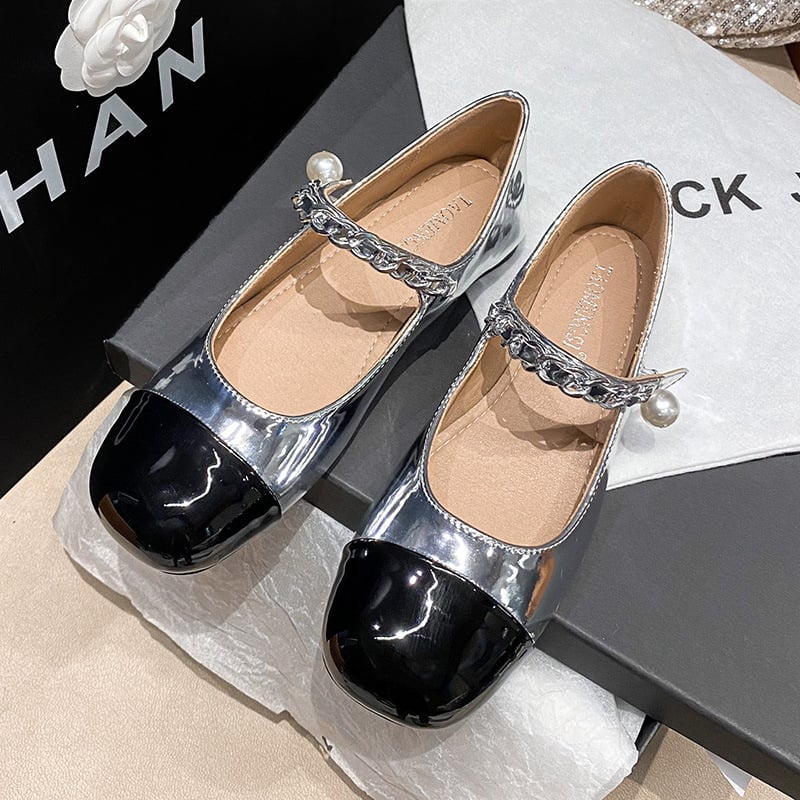 Ženske Mary Jane cipele s četvrtastim vrhom, gornji dio od mikrovlakna, niski potplat 1–3 cm, korejski stil, gumeni đon