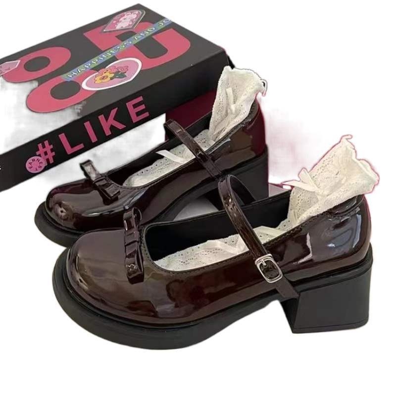 Ženske Mary Jane cipele, francuski retro stil, okrugli nos, PU gornji dio, niska potpetica