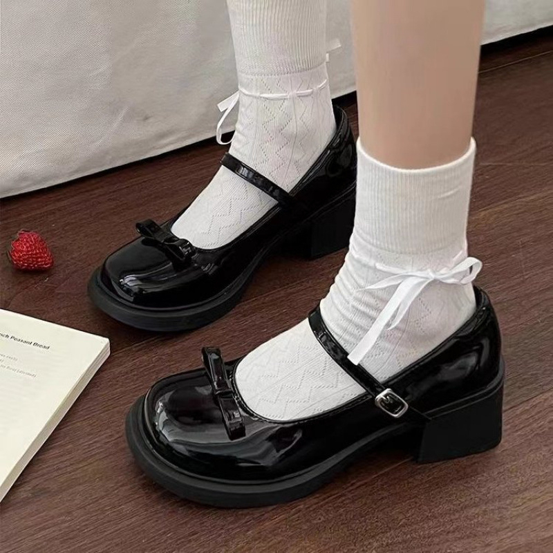Ženske Mary Jane cipele, francuski retro stil, okrugli nos, PU gornji dio, niska potpetica