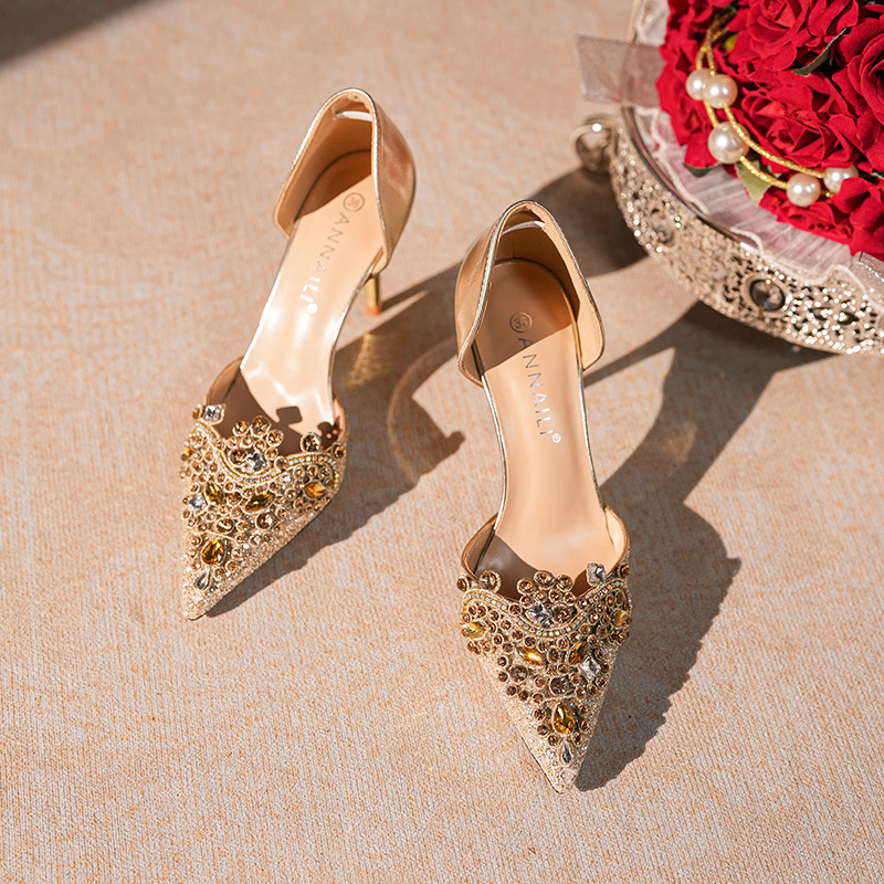 Pantofi cu toc înalt pentru femei, vârf ascuțit, toc subțire peste 8 cm, închidere