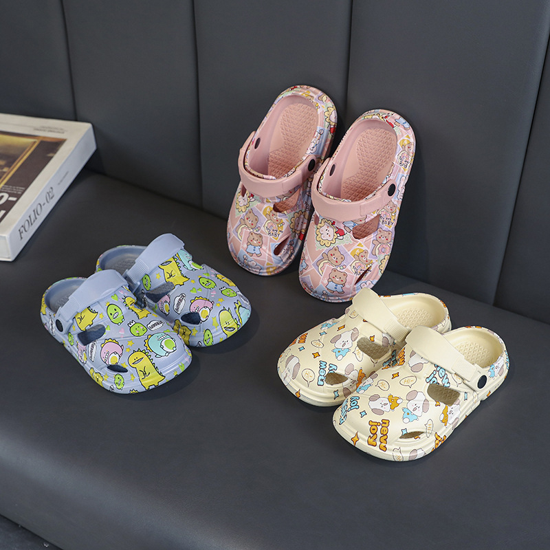 Gyerekek Crocs-stílusú papucs – EVA felső rész, EVA talp, állatmintázat, lélegző