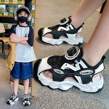 Ανδρικά σανδάλια Baotou-στιλ με κλειστό δάχτυλο, PU επάνω, σόλα από συνθετικό υλικό, διαπνοή, κλείσιμο Velcro και αγκράφα