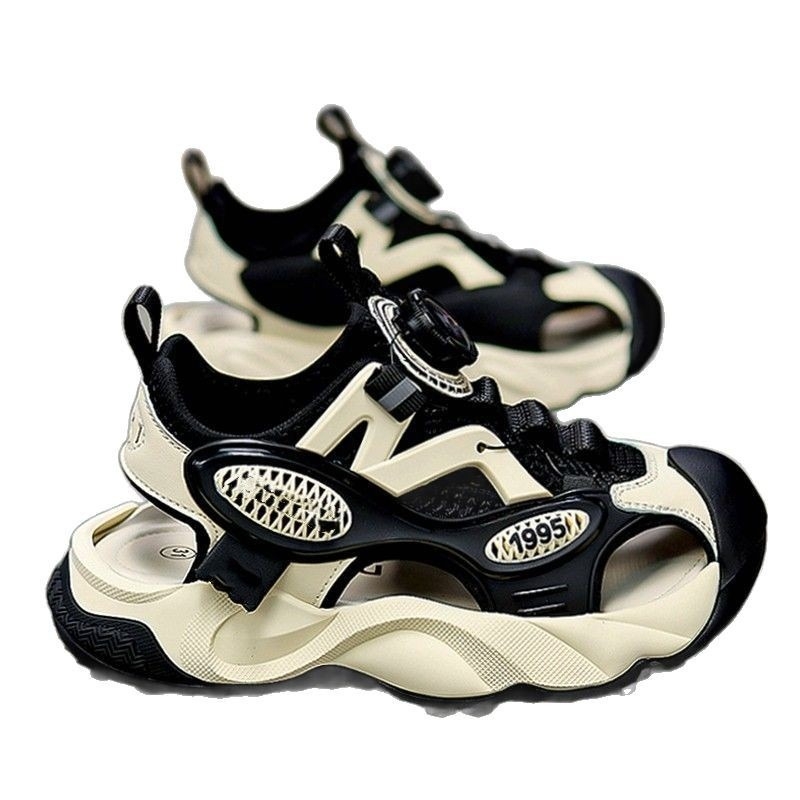 Ανδρικά σανδάλια Baotou-στιλ με κλειστό δάχτυλο, PU επάνω, σόλα από συνθετικό υλικό, διαπνοή, κλείσιμο Velcro και αγκράφα