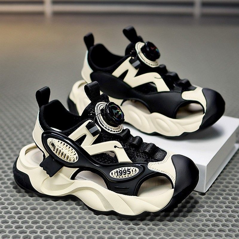 Ανδρικά σανδάλια Baotou-στιλ με κλειστό δάχτυλο, PU επάνω, σόλα από συνθετικό υλικό, διαπνοή, κλείσιμο Velcro και αγκράφα