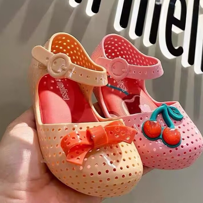 Melissa dječje ljetne jelly sandale, mekana potplata, zatvoren vrh, motiv trešnje