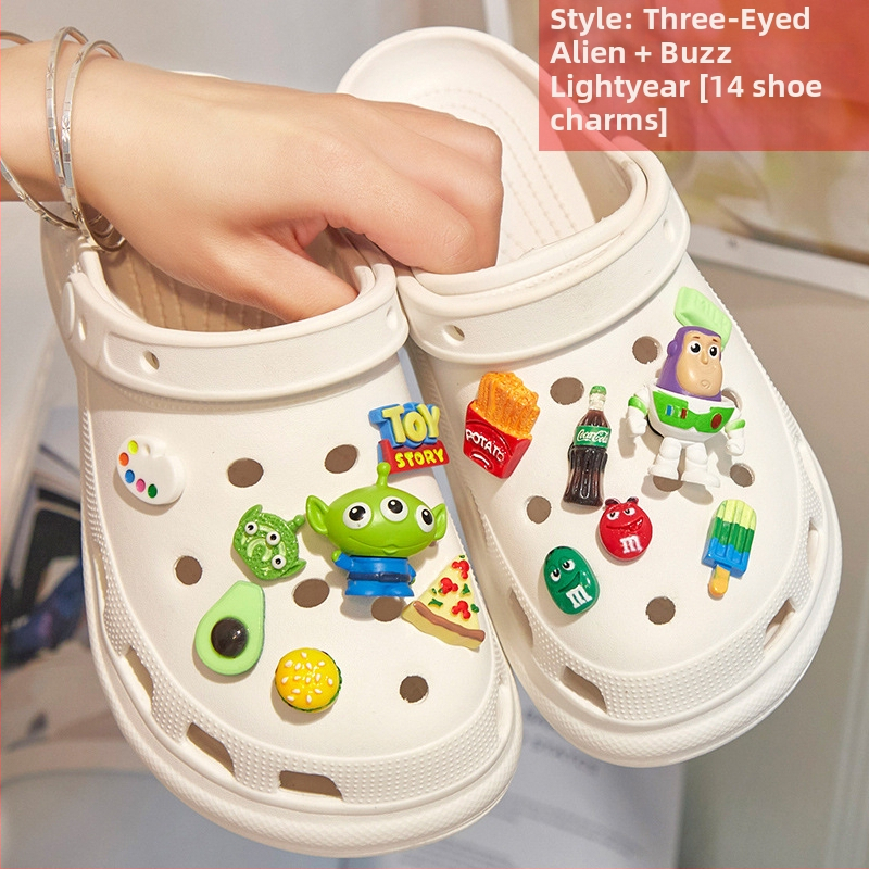 Crocs-stílusú gyerekcipő-kiegészítő levehető virágcsattal – rajzfilm-stílusú