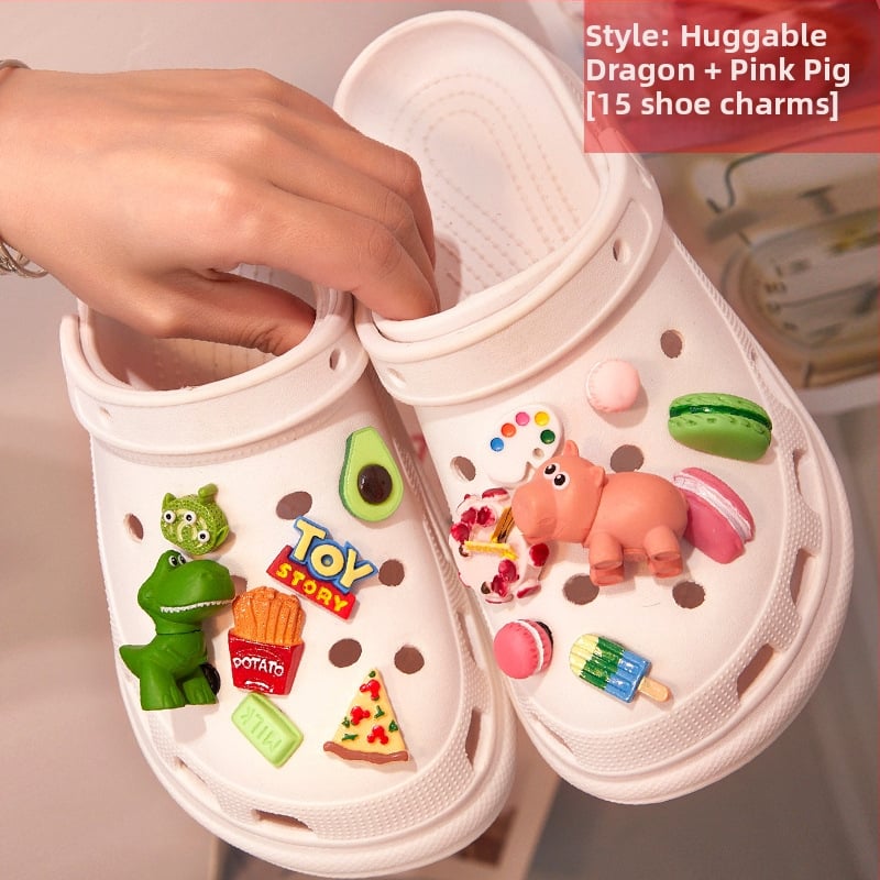 Crocs-stílusú gyerekcipő-kiegészítő levehető virágcsattal – rajzfilm-stílusú