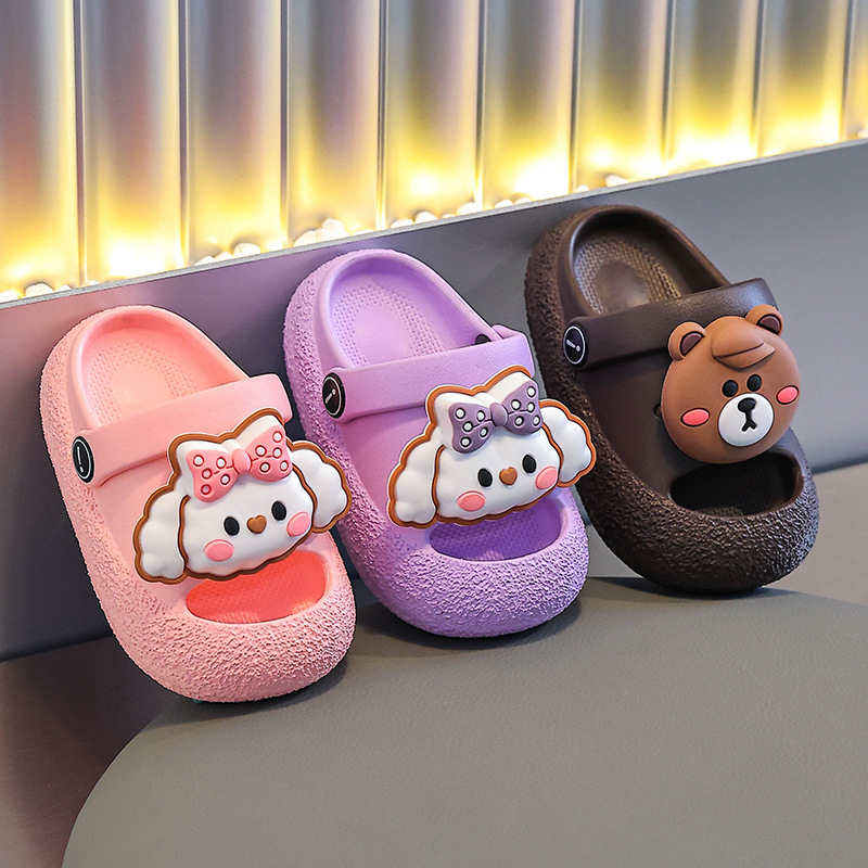 Pantofi cu găuri pentru copii mici, partea superioară EVA și talpa EVA, model cartoon, anti-derapare, vârste 1–6 ani