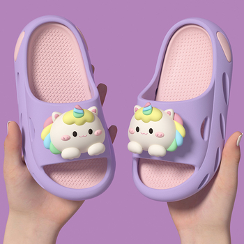 Slapi Unicorn pentru fete – Vară, partea superioară EVA și talpa EVA, uscare rapidă, respirabile, impermeabile (Categorie: Flip-flops; Material Superior: EVA; Material Talpă: EVA; Vârstă: 4–6 ani; Funcții: Quick-dry/Breathable/Waterproof)