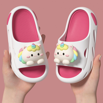 Slapi Unicorn pentru fete – Vară, partea superioară EVA și talpa EVA, uscare rapidă, respirabile, impermeabile (Categorie: Flip-flops; Material Superior: EVA; Material Talpă: EVA; Vârstă: 4–6 ani; Funcții: Quick-dry/Breathable/Waterproof)
