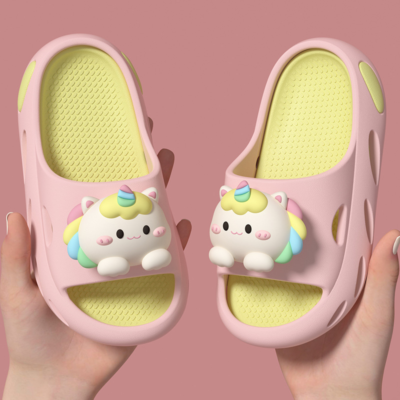 Slapi Unicorn pentru fete – Vară, partea superioară EVA și talpa EVA, uscare rapidă, respirabile, impermeabile (Categorie: Flip-flops; Material Superior: EVA; Material Talpă: EVA; Vârstă: 4–6 ani; Funcții: Quick-dry/Breathable/Waterproof)