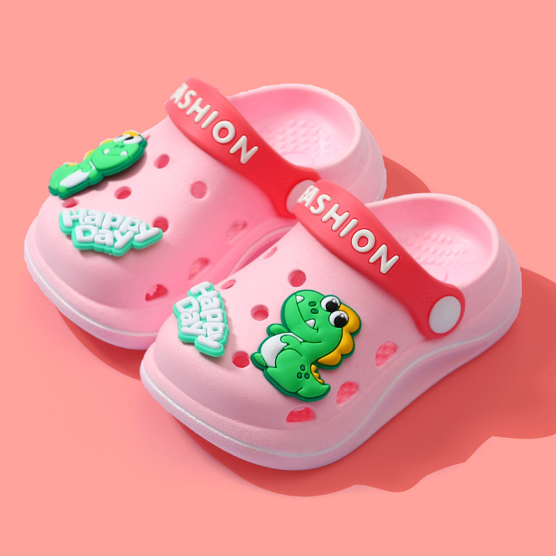 Baotou-stil dječje indoor ljetne sandale, unisex, PVC gornji dio, za dob 2–9 godina, mekana protuklizna potplata, s dinosaurem na dizajnu