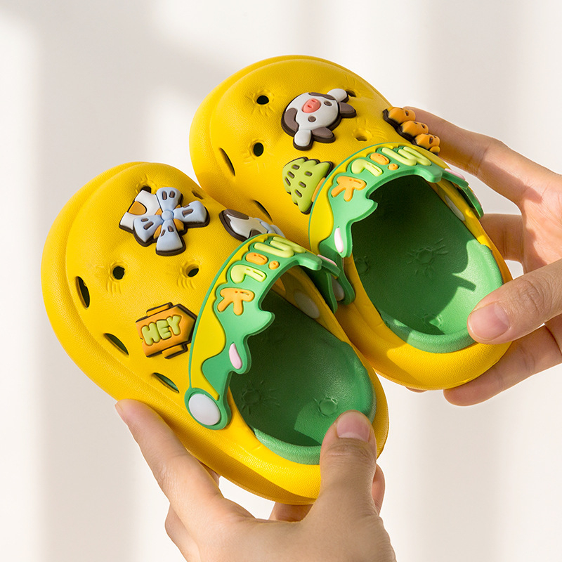 Slapi copii EVA Croc-stil - papuci de interior/exterior cu desene animate, unisex (partea superioară EVA; vârste 7–16; stil Baotou; fără căptușeală)