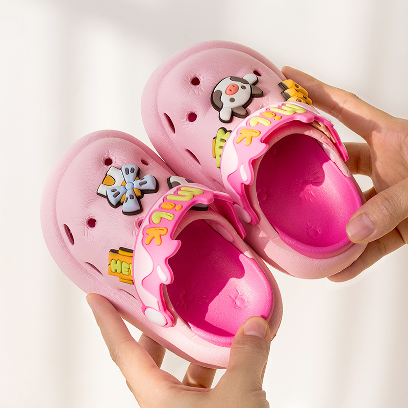 Slapi copii EVA Croc-stil - papuci de interior/exterior cu desene animate, unisex (partea superioară EVA; vârste 7–16; stil Baotou; fără căptușeală)