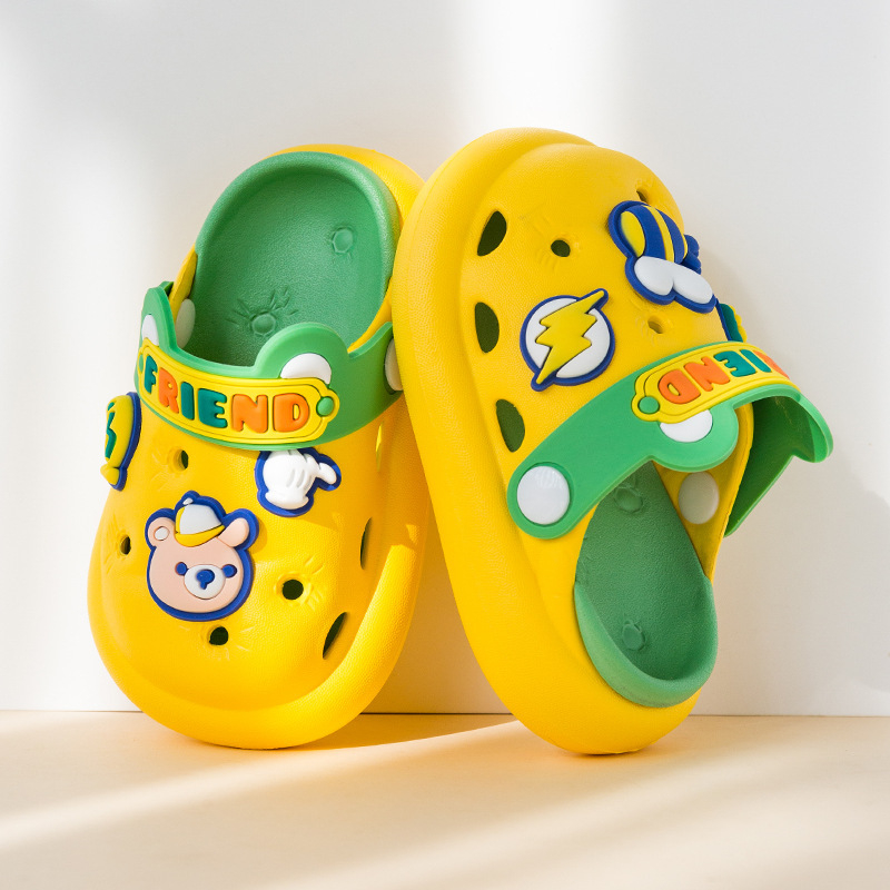 Slapi copii EVA Croc-stil - papuci de interior/exterior cu desene animate, unisex (partea superioară EVA; vârste 7–16; stil Baotou; fără căptușeală)