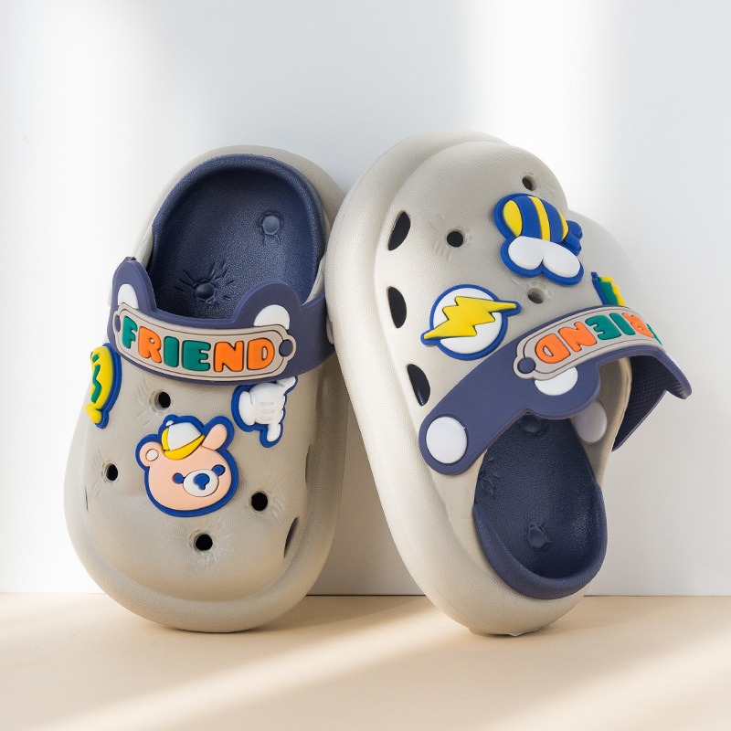 Slapi copii EVA Croc-stil - papuci de interior/exterior cu desene animate, unisex (partea superioară EVA; vârste 7–16; stil Baotou; fără căptușeală)