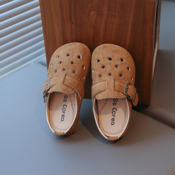 Dječje slip-on sandale za djevojčice, nubuk koža gornji dio, gumena potplat, uzrast 4–16 godina, ljeto 2025, korejski stil, unisex