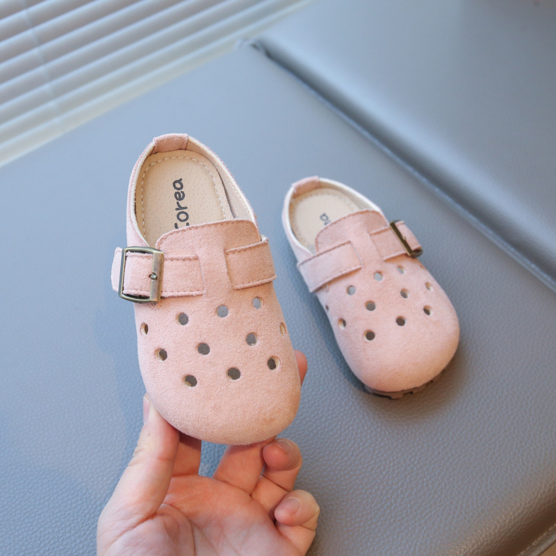 Dječje slip-on sandale za djevojčice, nubuk koža gornji dio, gumena potplat, uzrast 4–16 godina, ljeto 2025, korejski stil, unisex