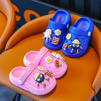 Papuci de interior pentru copii, talpă moale antiderapant, partea superioară din PVC și talpa din PVC, model Cartoon, vară, vârstă 1-6 ani, unisex