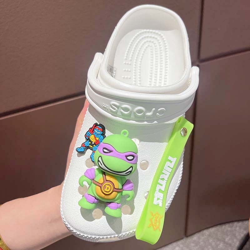 Model 321: Puha gumiból készült cipőcsat Ninja Turtles dizájnnal, kompatibil szandálokhoz és papucsokhoz, levehető PVC DIY kiegészítő