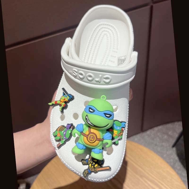Model 321: Puha gumiból készült cipőcsat Ninja Turtles dizájnnal, kompatibil szandálokhoz és papucsokhoz, levehető PVC DIY kiegészítő