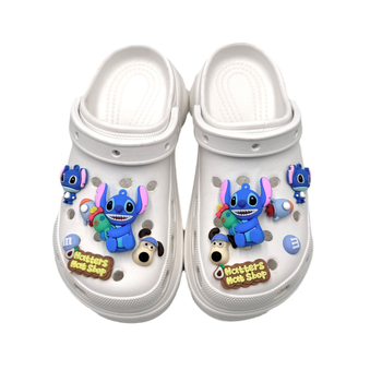 Gyerek Crocs-stílusú cipő kiegészítők – DIY dekoratív elemek, koreai cartoon stílus, modell LS-051; kompatibilis a szandálokkal, textilcipőkkel és papucsokkal; szezonok: nyár, tavasz, ősz