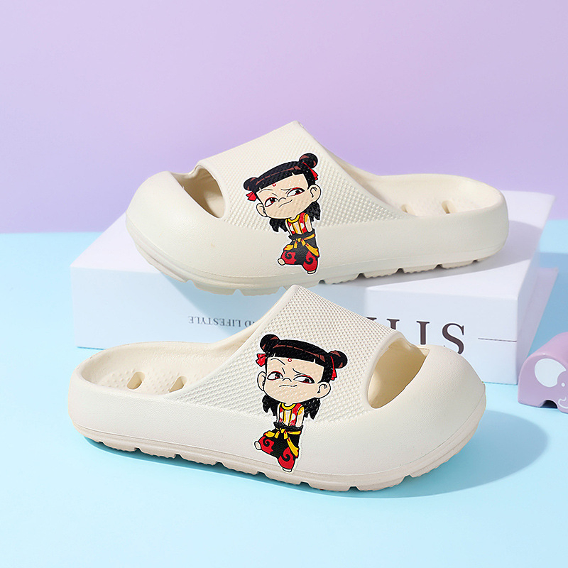 Unisex EVA šlepetės dušui su perforuota viršutine dalimi, animacinis motyvas, greitai džiūsta, neslidžios, vaikams ir paaugliams 4–16 m