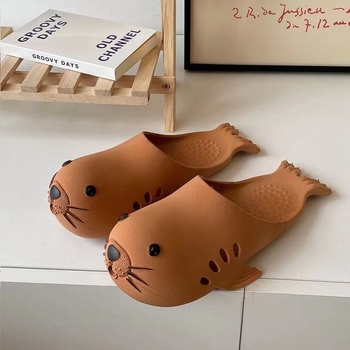 Vaikų klogs su piešiniu fokos, 1–3 metų, PVC viršus ir padas, atsparūs slydimui, pavasario stilius