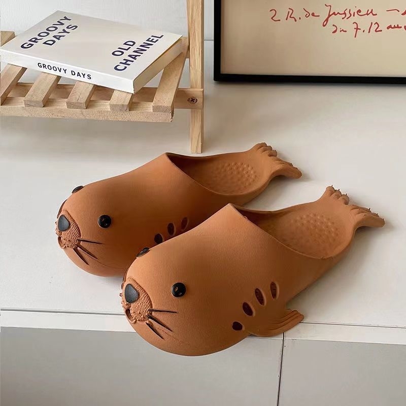 Vaikų klogs su piešiniu fokos, 1–3 metų, PVC viršus ir padas, atsparūs slydimui, pavasario stilius