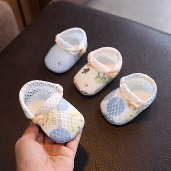 Παπούτσια βρεφών για προ-περπάτημα, επάνω μέρος με πλέγμα, σόλα από ύφασμα, εσωτερικό από πλεκτό ύφασμα, στρογγυλή μύτη