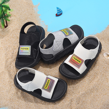 Unisex dječje sandale s ručnim šivanjem, ljetne plažne cipele za djecu, gumeni potplat, Velcro kopča