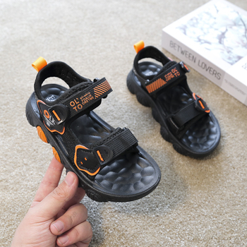 Muške sportske sandale za plažu s prugastim uzorkom, gornji dio od umjetne kože, zatvarač na Velcro, gumena podplat