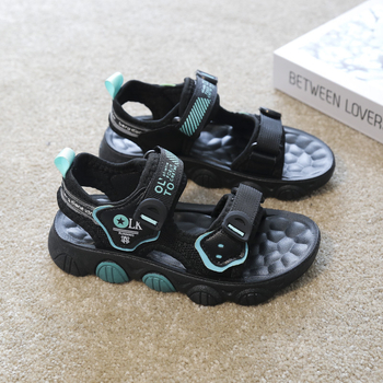 Muške sportske sandale za plažu s prugastim uzorkom, gornji dio od umjetne kože, zatvarač na Velcro, gumena podplat